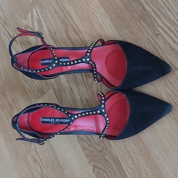 Charles Jourdan Black Suede High Heels - Picture 1 of 8